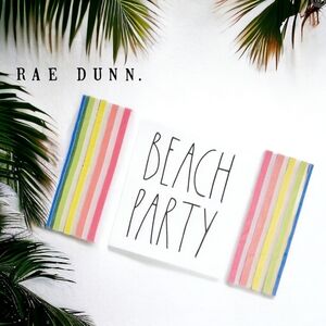 Beach party rainbow striped 100% cotton oversized Beach towel by Rae dunn NEW